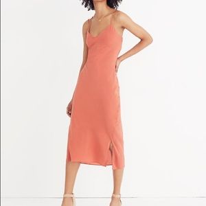 Madewell Coral Midi Silk Slip Dress Size 4